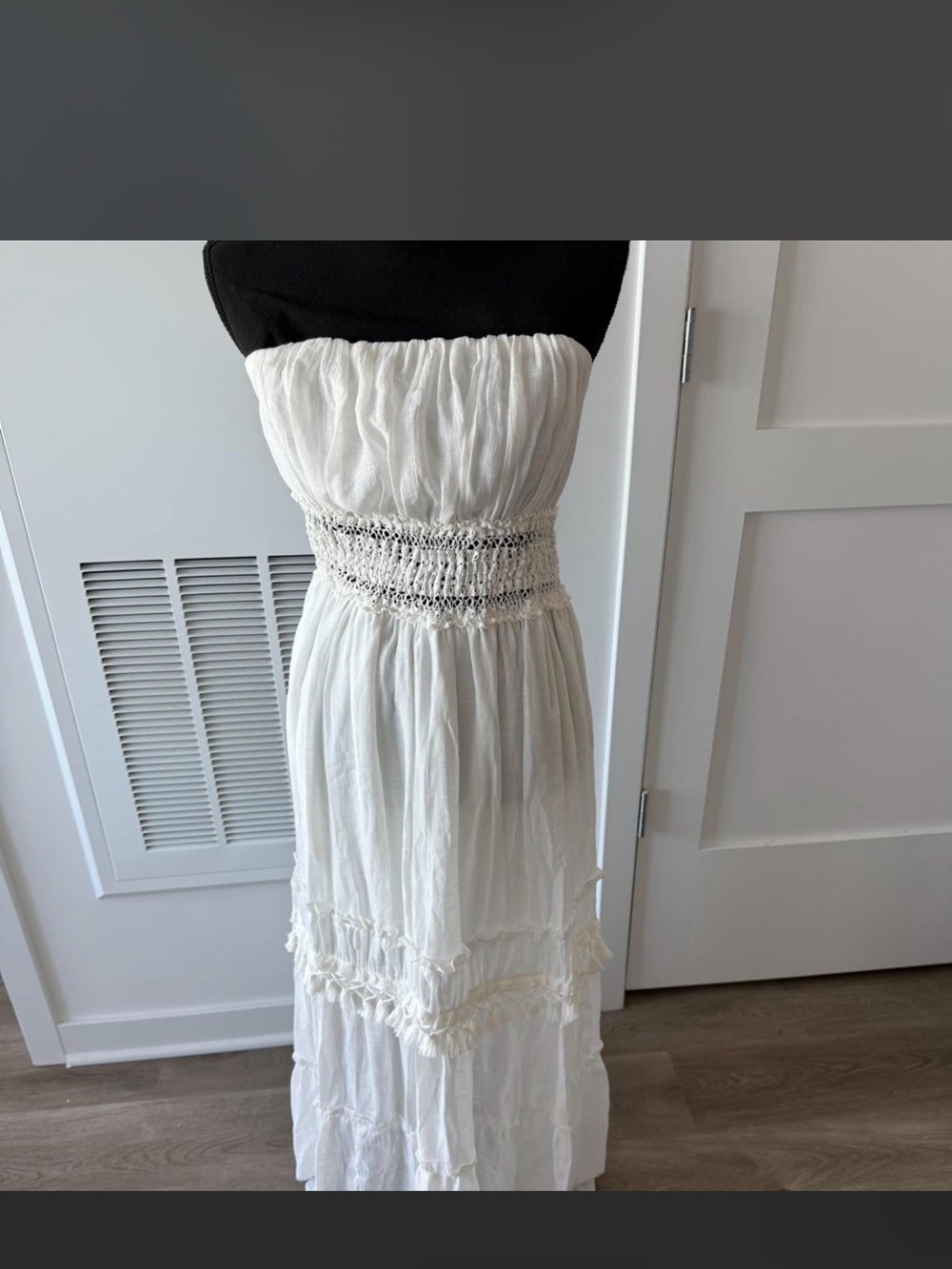 Fashion Nova White Strapless Smocked Maxi Dress
